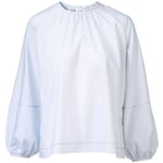 Ladies oversize blouse fine striped White-Blue