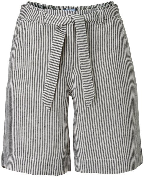 Gestreepte linnen shorts voor dames Wit-grijs