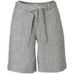 Ladies linen shorts striped White-Grey