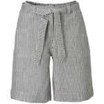 Stribede hørshorts til kvinder Hvid-grå