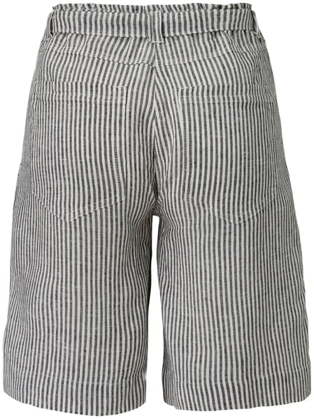 Gestreepte linnen shorts voor dames Wit-grijs
