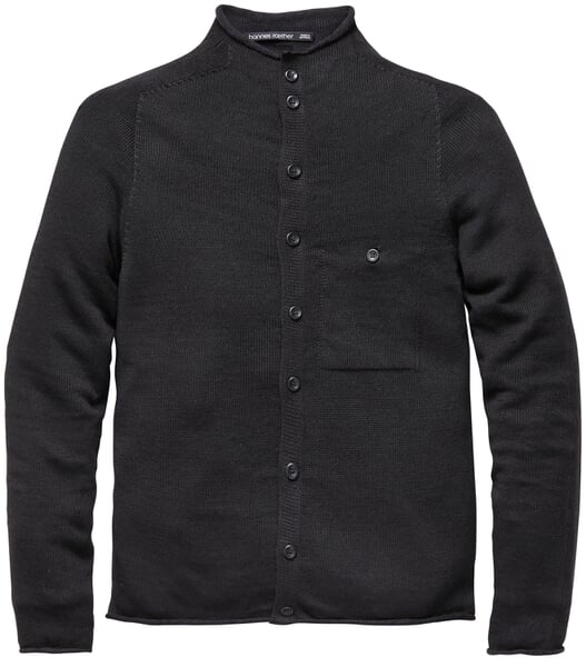 Men cardigan buttoned Black-blue