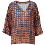 Ladies blouse three quarter sleeve Orange-Blue