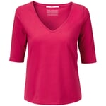 T-shirt femme col V Fuchsia