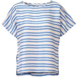 T-shirt à rayures pour femmes Crème-bleu