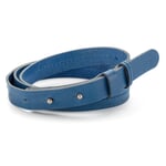 Ladies leather belt narrow Medium blue