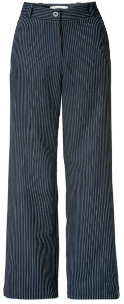 Damesbroek in Marlene-stijl met krijtstrepen Donkerblauw