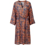 Robe femme col V Orange-Bleu