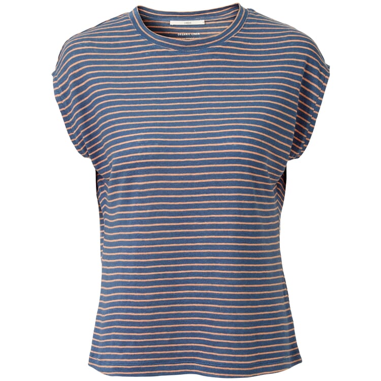 T-shirt femme en lin rayé, Rose bleue