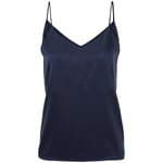 Top pour femme en satin de soie Bleu foncé