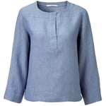 Ladies linen blouse three quarter sleeve Medium blue