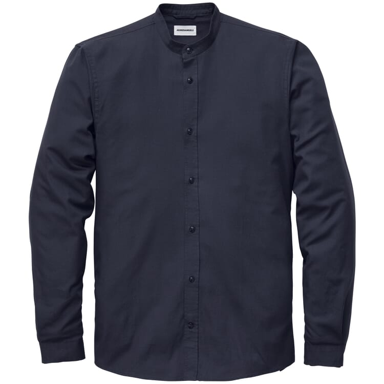 Herenoverhemd met opstaande kraag, Donkerblauw