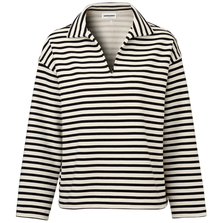 Ladies sweatshirt striped, Cream-Black