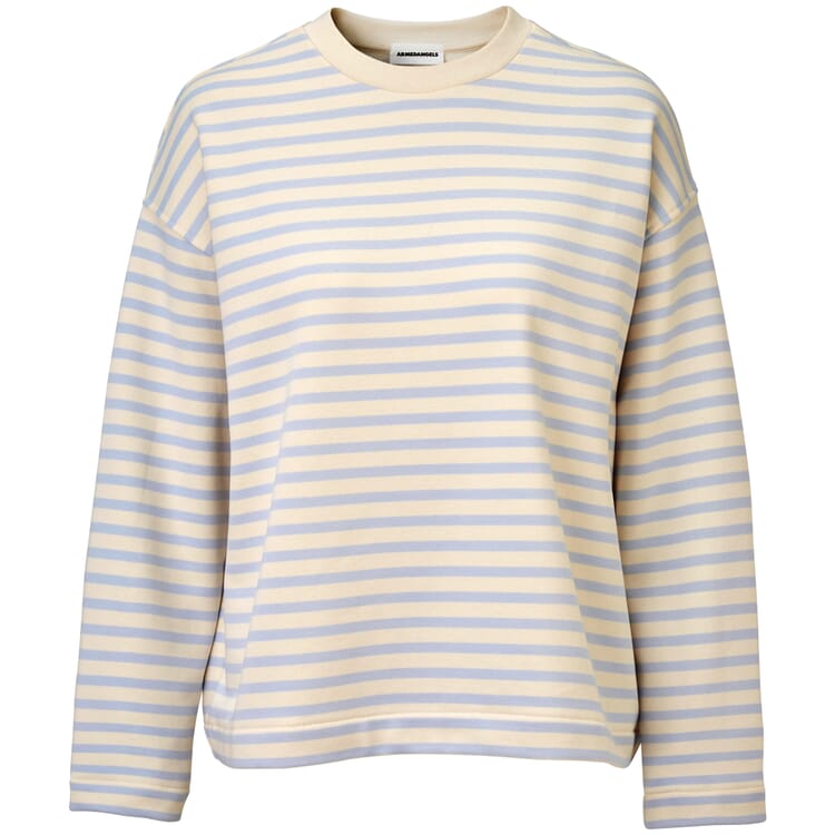 Ladies sweatshirt striped, Cream-Bleu