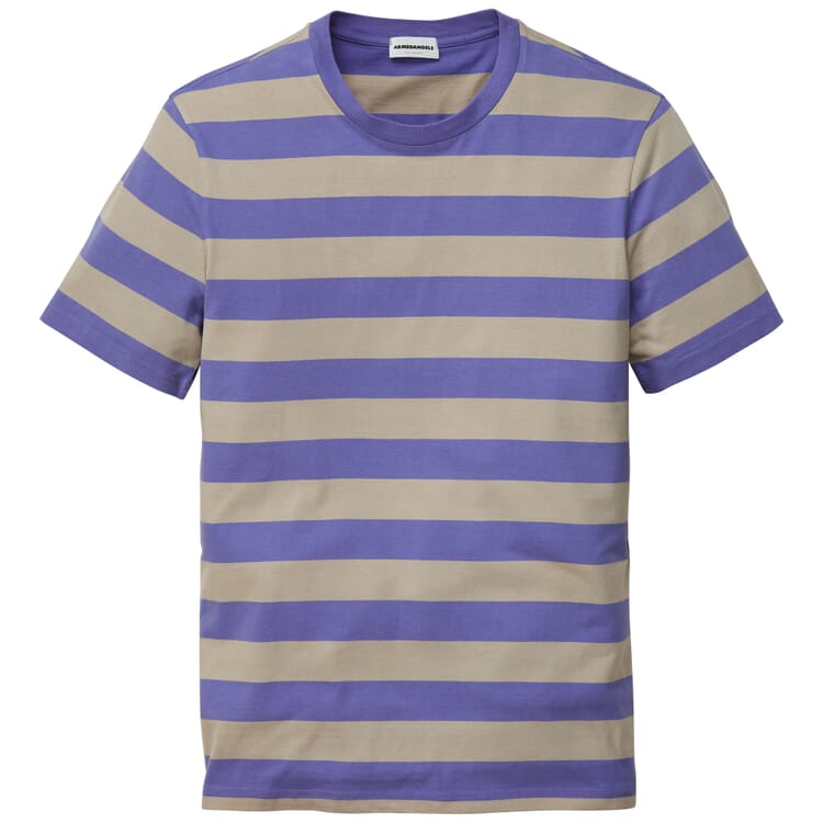 Herren-T-Shirt gestreift, Violett-Beige