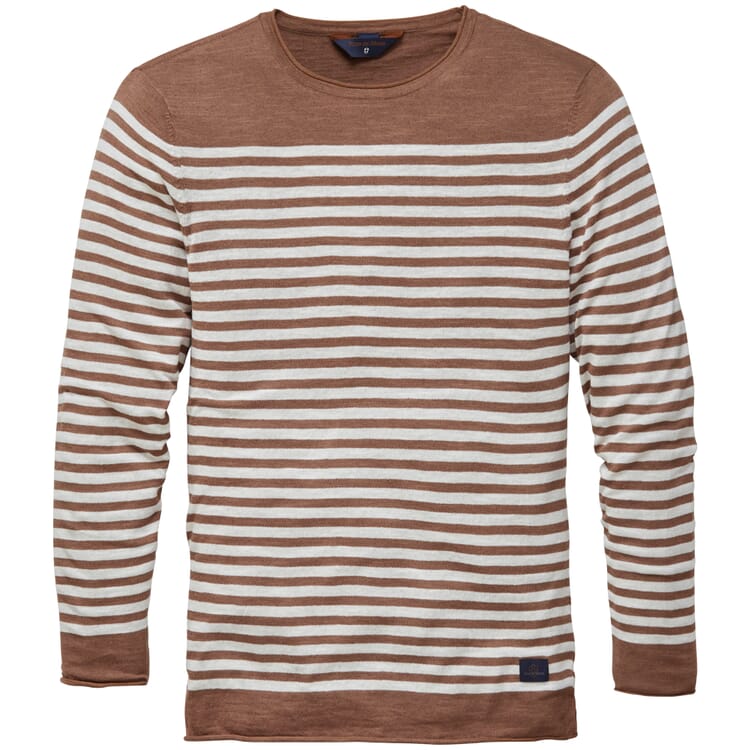 Mens stripe sweater, Braun-White