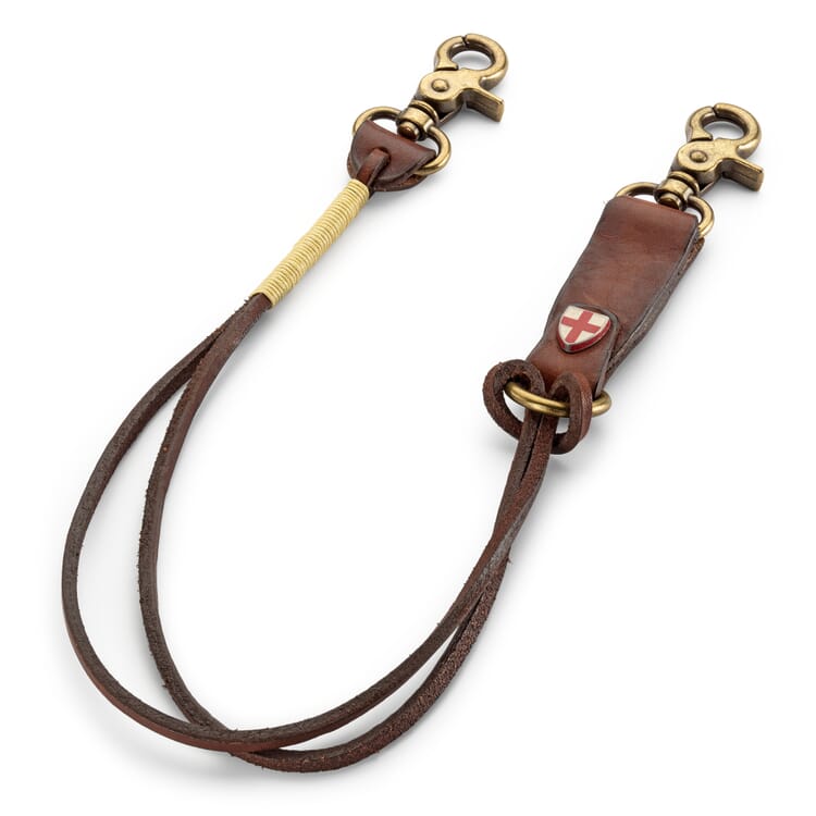 Brown Cowhide Leather Keychain."