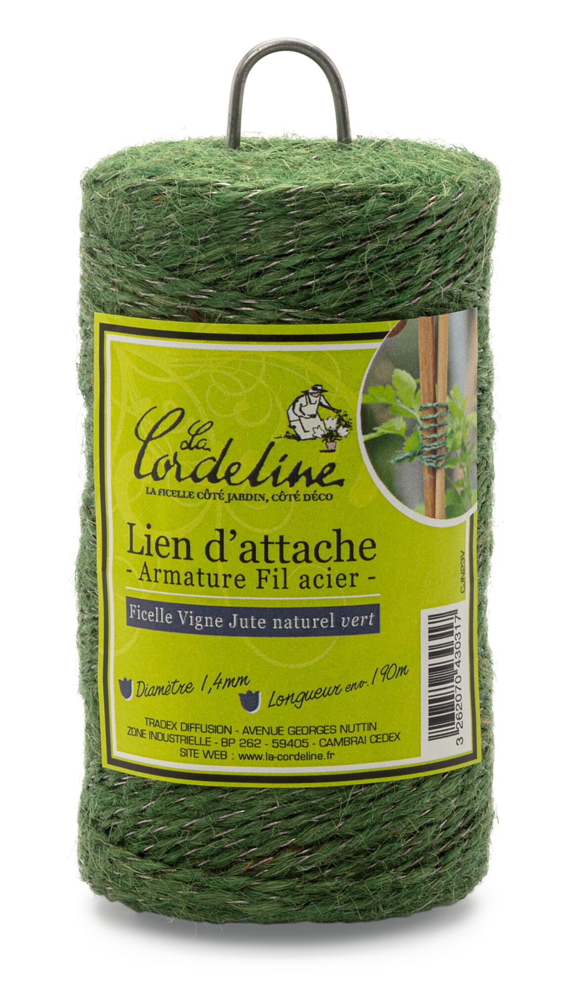 Garden yarn jute with wire inlay, Green