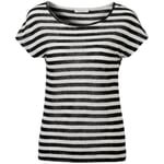 T-shirt femme à rayures en lin Noir et blanc