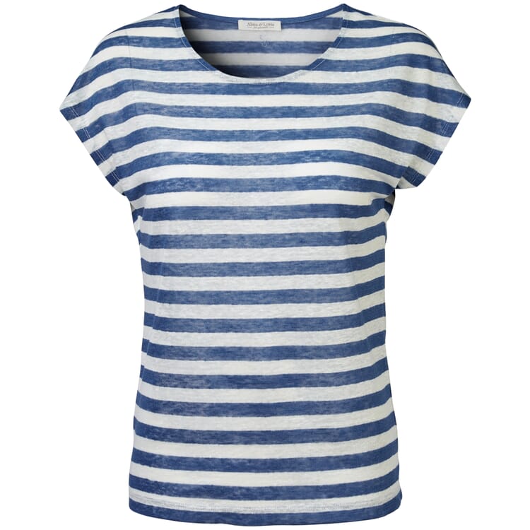 Ladies striped shirt linen, Blue-White