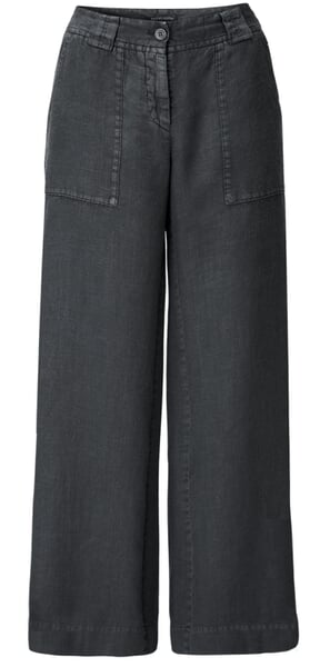 Damen-Leinenhose weites Bein Anthrazit