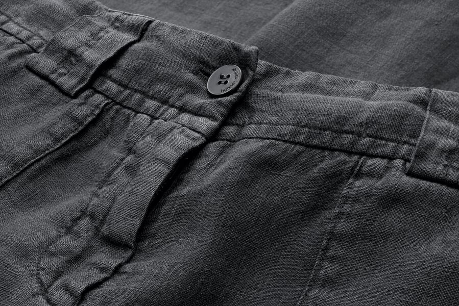 Damen-Leinenhose weites Bein Anthrazit, Detailsicht