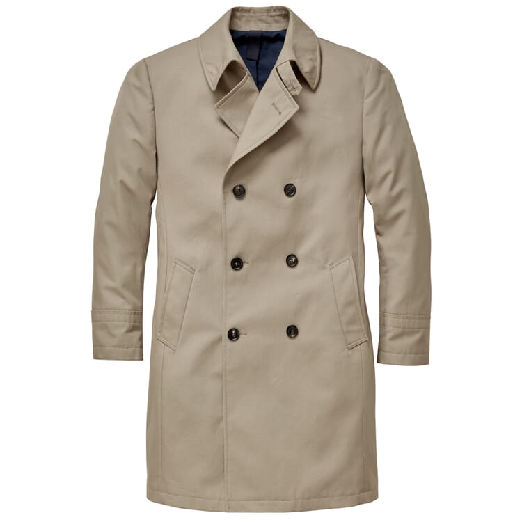 Dobbeltradet frakke til mænd, Grøn beige