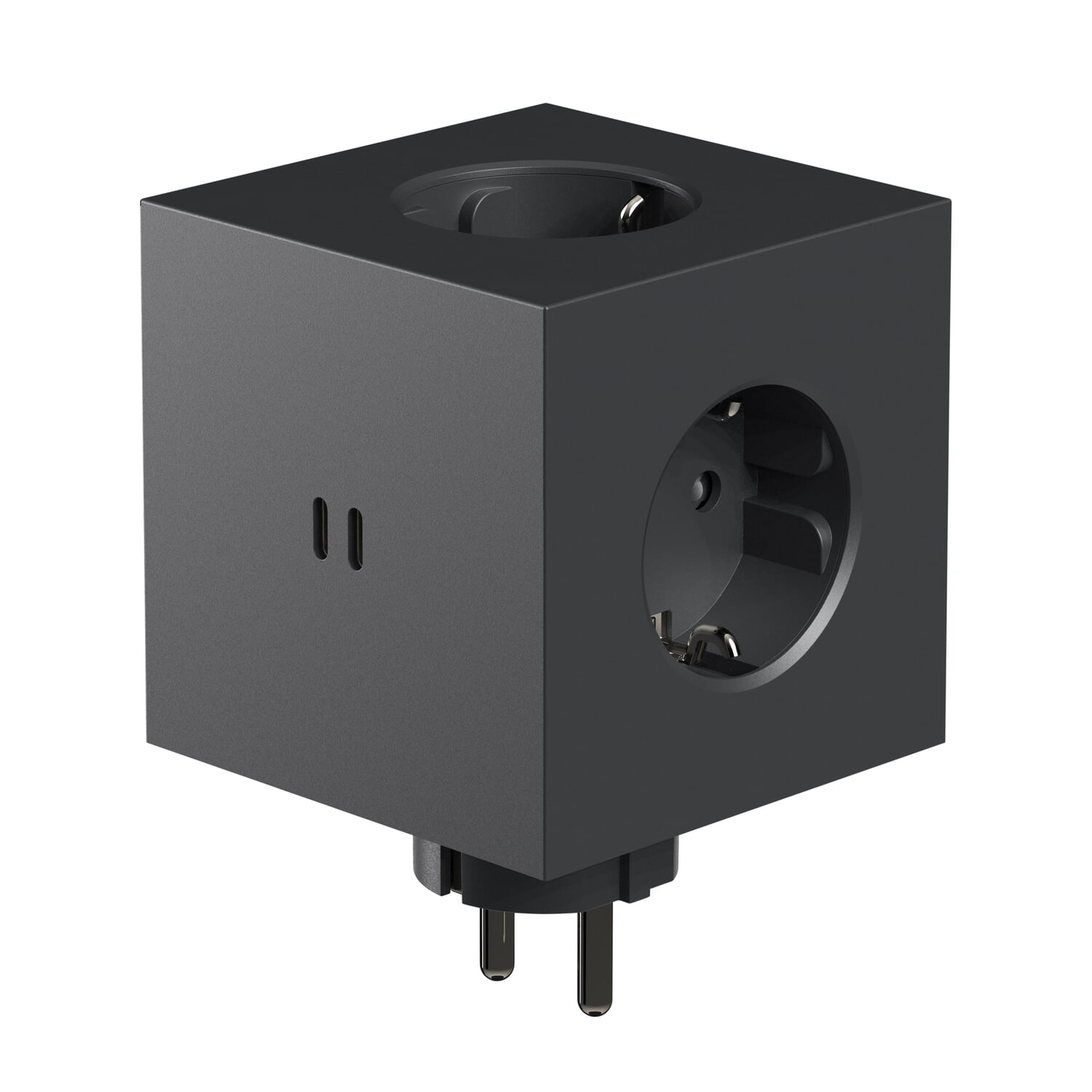 Vierkant 2 stopcontact, Mat zwart Manufactum