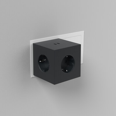 FAMATEL 2504-N - pedestal with 4 sockets TT black square FAMATEL 2504-N - pedestal with 4 sockets TT black square