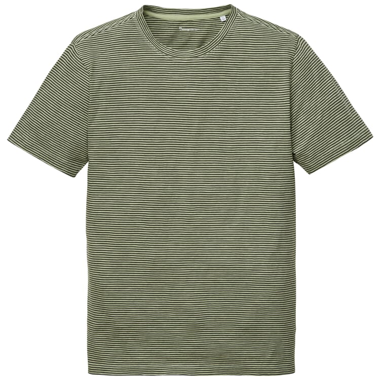 Herren-T-Shirt geringelt, Hellgrün-Schwarz