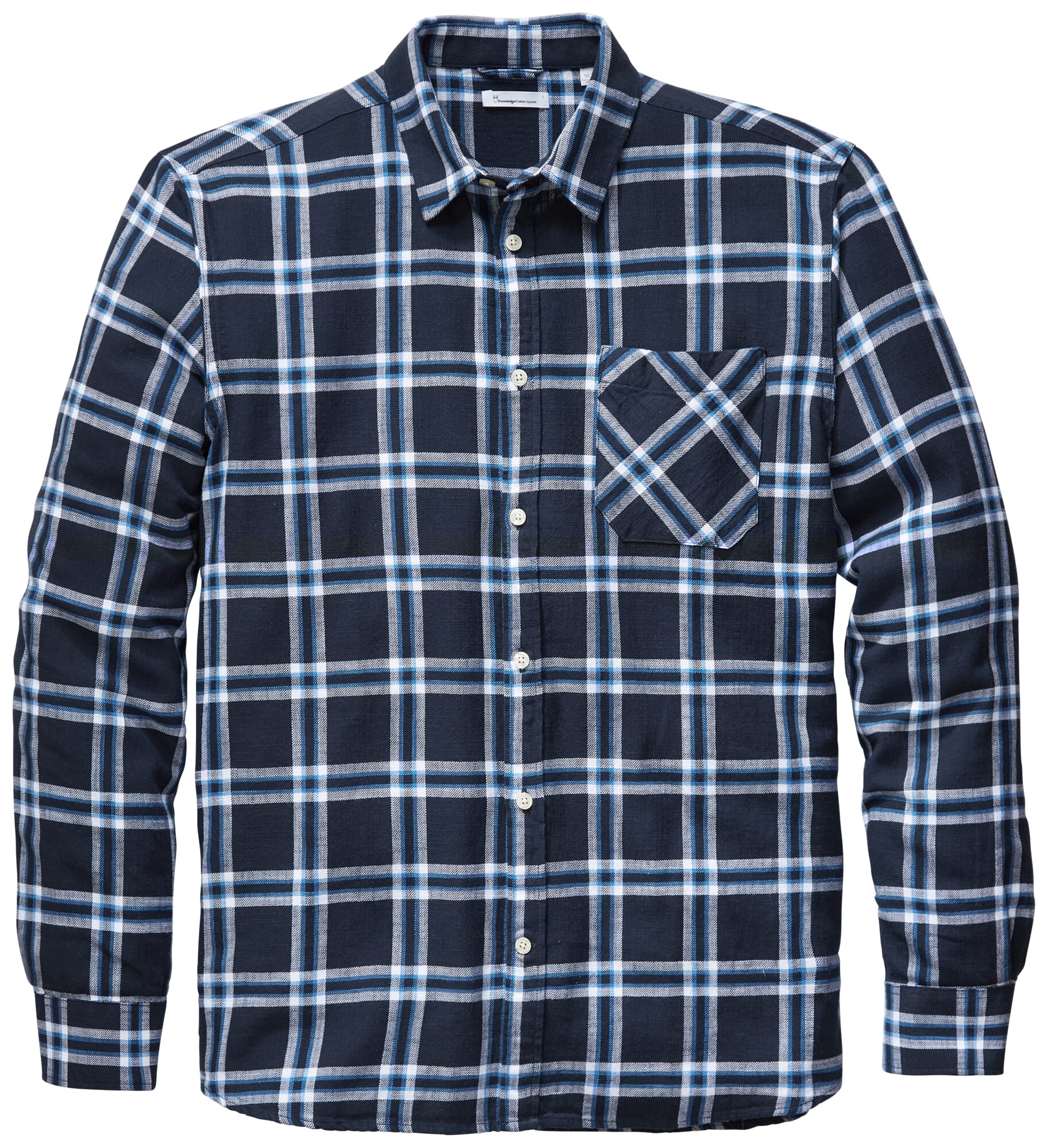 Mens cotton shirt plaid, Blue-White | Manufactum