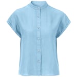 Ladies linen blouse short sleeve Medium blue