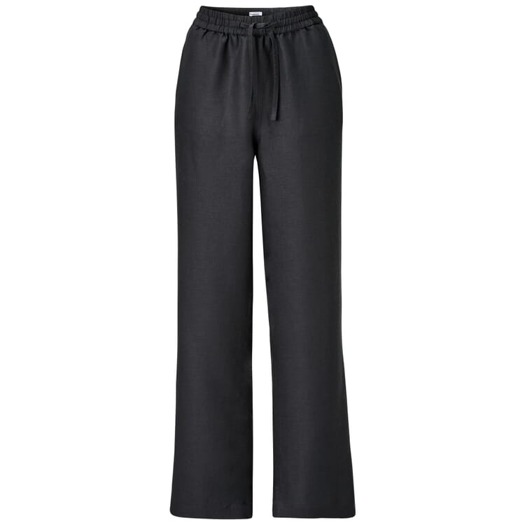 Ladies trousers linen-TENCEL™ tie band, Black