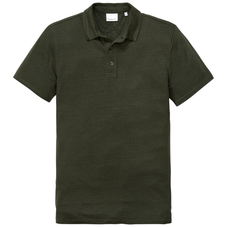Mens Linen Polo Shirt, Dark green