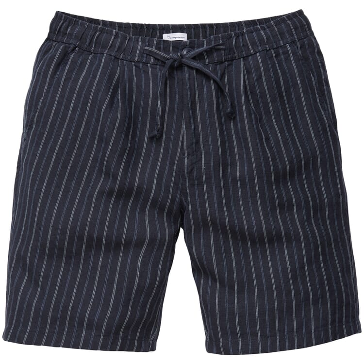 Mens linen shorts striped, Blue tones