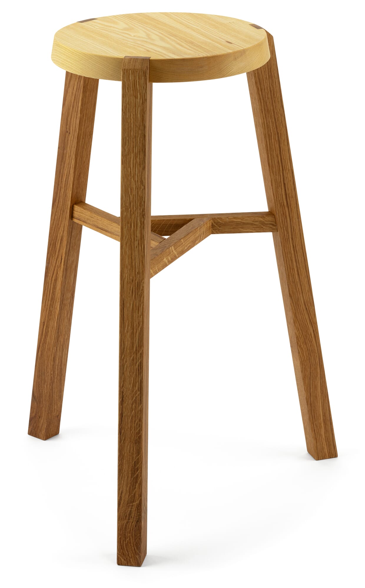 Y stool ash and oak wood 65 cm height Manufactum