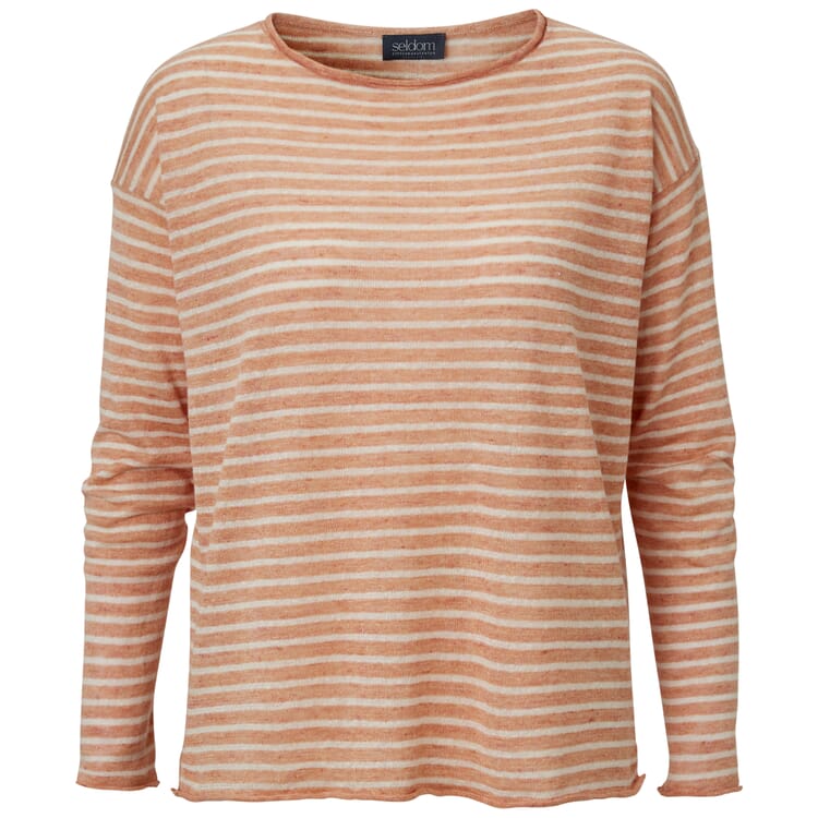 Pull en tricot milleraies pour femmes, Orange et blanc