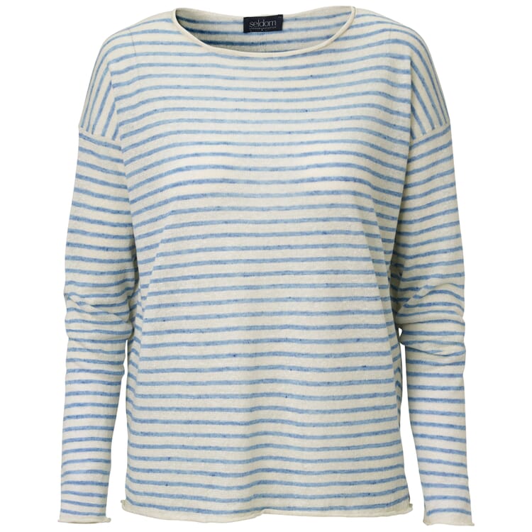 Pull en tricot milleraies pour femmes, Blanc-Bleu
