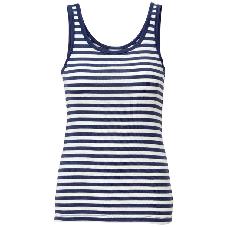 Ladies tank top curled, Blue-White