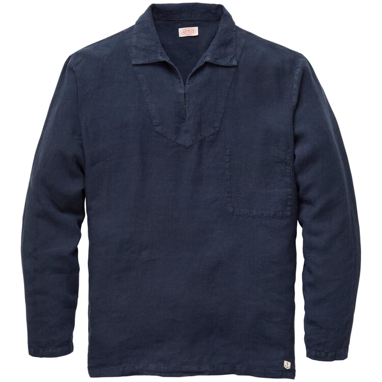 Camicia da uomo in lino, Blu scuro