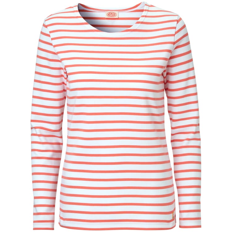 Ladies striped shirt, White-Orange