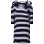 Ladies knit dress curled Blue-White