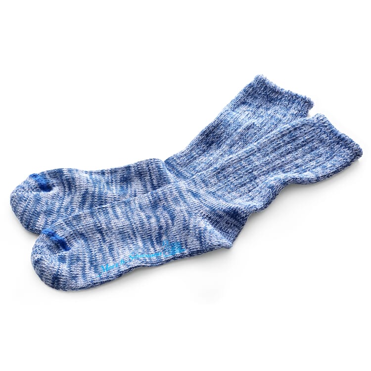 Unisex-Socke, Blau-Natur-Melange