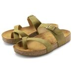 Ladies leather mules Olive