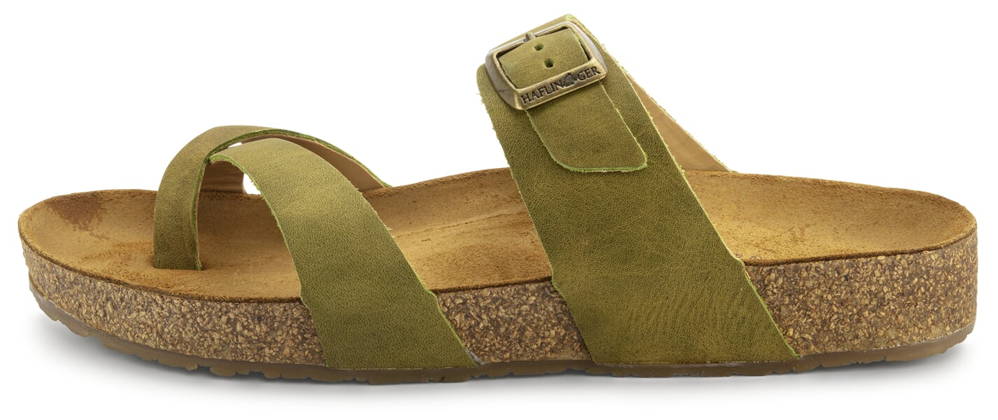 Damen-Lederpantolette Oliv