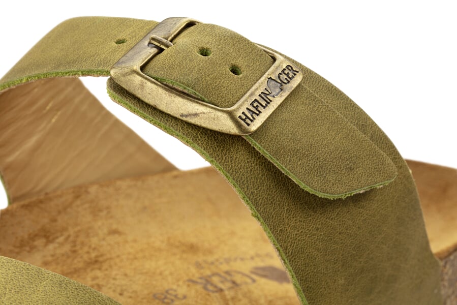 Leren damesslippers Olive, close-up