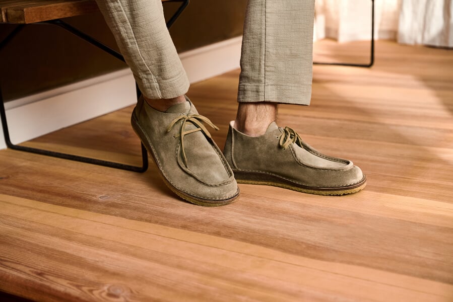 Mens suede shoe Green-gray, application example