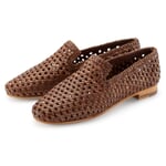 Pantofole da donna in pelle intrecciata Marrone