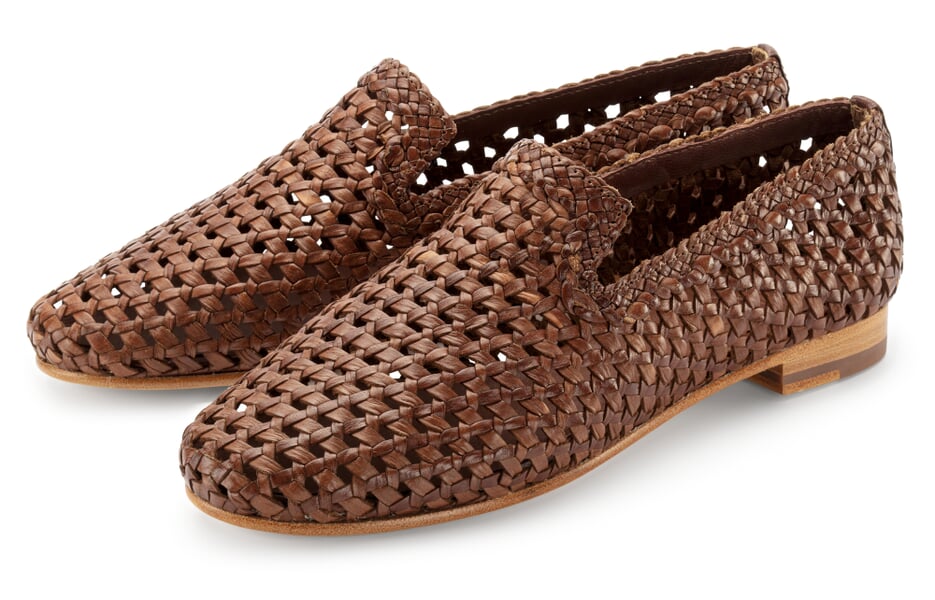 Women's Braided Leather Slippers Brown