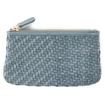 Clutch i læder til damer, flettet Blue